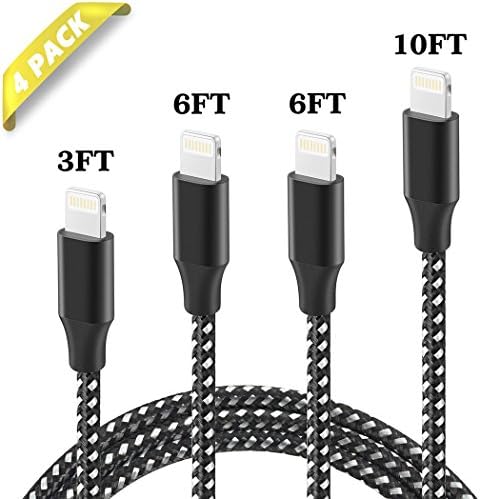 HokoAcc Lightning Cable iPhone Charger 4Pack 3FT 6FT 6FT 10FT Nylon Braided 8 Pin Lightning to USB Charger for iPhone X iPhone 8 8 Plus 7 7 Plus 6s 6s Plus 6 6 Plus iPad iPod Nano
