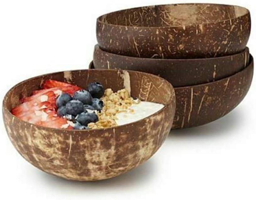 Dinnerware | Creative Natural Coconut Bowl Eco Friendly Soup Salad Noodle Rice Bowl Wooden Fruit Plates Handicraft Art Vintage Type Decor | Cookie Cutter | By CLAIRE