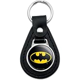 GRAPHICS &amp; MORE Batman Black Leather Batman Logo Keychain Collection