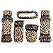 uxcell Leopard Print 5 in 1 Car Gear Knob Hand Brake Mirror Seatbelt Cover