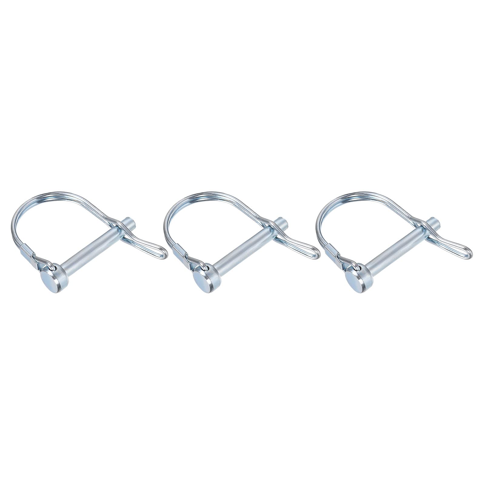 METALLIXITY Safety Coupler Pin (1/4"x1.57"/ 6x40mm), 3Pcs Shaft Locking Pin W Round Arch Wire Retainer and Ear - for Tractors, Trailers, Trucks Mowers