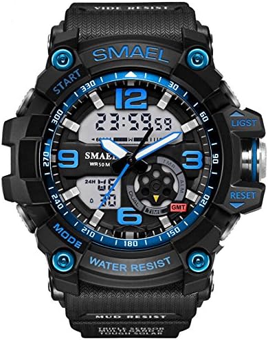 Imperiu Men's Stylish Watch Digital Analog Sport Dual Quartz Electronic Movement with Backlight Blue