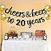 20th Birthday Decorations Cheers to 20 Years Banner for Men Women Birthday Backdrop Wedding Aniversary Party Supplies Decorations Black Glitter Pre Strung