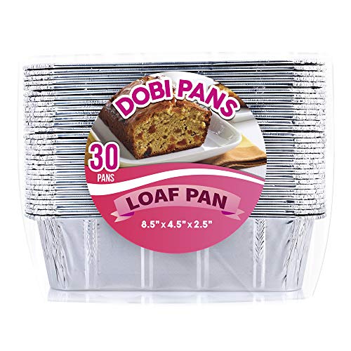 DOBI [30 Pack - 2 LB.] Loaf Pans - Disposable Aluminum Foil Bread Pans, Standard Size - 8.5" X 4.5" X 2.5". Favorite Bread Tin Size for Homemade Cakes & Breads. Compatible w/ Roadpro Portable Stove
