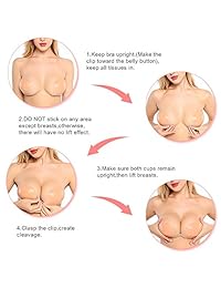 Adhesive Bra, Silicone Sticky Strapless Bra Reusable Invisible Push Up Bra (Natural Beige)