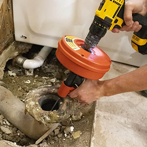 DrainX Power Pro 25FT Steel Drum Auger Plumbing Snake with Drill