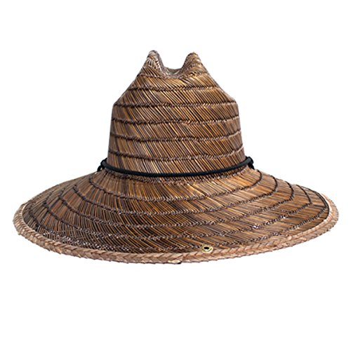 Peter Grimm Natural Straw Costa Lifeguard Hat Wide Brim Sunhat Dark