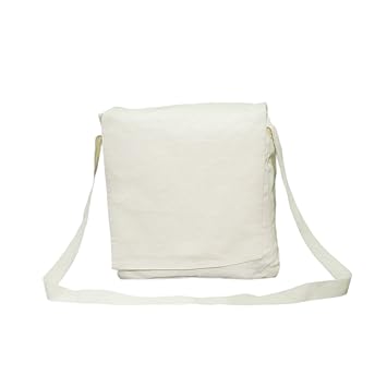 Rawpockets Eco-Friendly Bio-Degradable Cotton and Canvas Fabric with Natural Colour Messenger/Sling/Cross over Shoulder Bag (White)