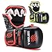 Sanabul Essential 7oz MMA Gloves for Men & Women, Hybrid MMA Martial Arts, Sparring Grappling Training, Padded Kick Boxing Gloves, Black/Red Large/X-Large