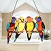 Bieye W10001 Tropical Birds Tiffany Style Stained Glass Window Panel with Chain, 14.5-inch Wide (4 Parrots)