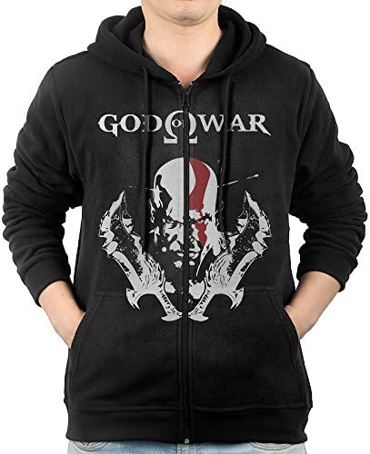 Ariyaclothes Men's Full Zip God Of War KRATOS Hoodie With Pouch Pocket Small