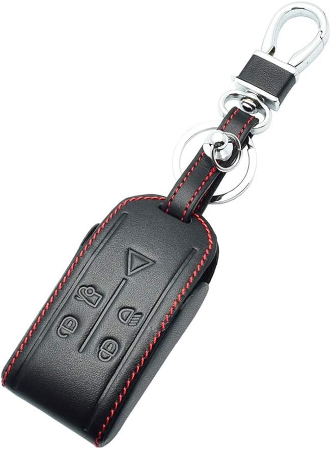 Happyit Leather Car Key Cover Case Keychain for Jaguar XK XF XJ8 XK8 XRR 2007-2011 2012 2013, Black, 7*3.5*1.5 cm - Image 4