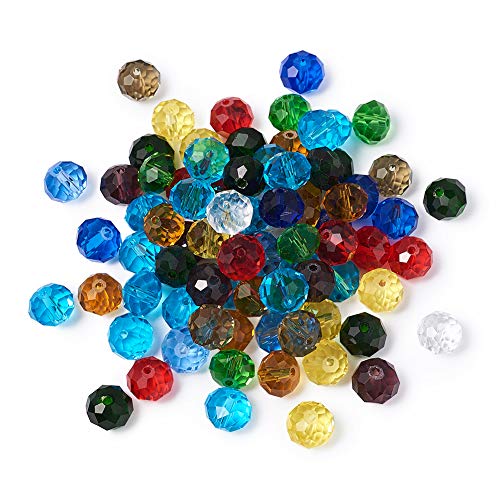 Craftdady 200pcs Assorted Colors Faceted Abacus Crystal Glass Beads for Jewelry Making DIY Craft Beads Bracelet Earrings Findings (10x7mm)