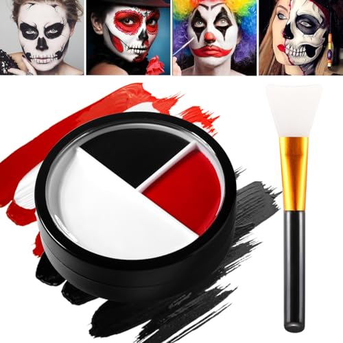 Afflano Clown Joker Halloween Makeup Kit, White Black Red Face Body Paint Professional, Kid Face Paint+ Brush, for Eye Black football baseball Sports Circus Vampire Ghosts Cosplay Costume SFX Makeup