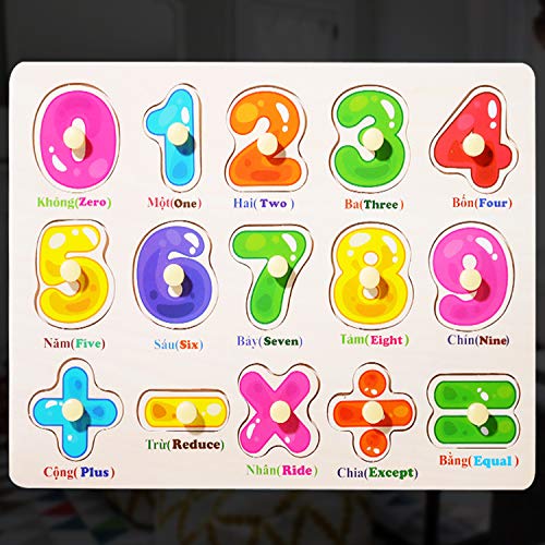 Wooden Peg Puzzles for Toddlers 2 3 4 Years Old,Toddler Puzzles Insect,Vehicles, Letters and Numbers,Educational Wood Preschool Toys for Boys and Girls,Knob Puzzles for Toddlers（4 Pack） - Thumbnail 2
