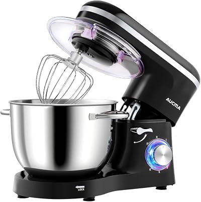 Aucma Stand Mixer 6.2L 1400W with Bowl Beater Hook Whip Black