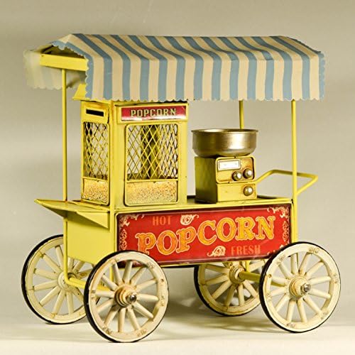 Retro Metal Collectible Pop Corn Car Decorative Model & Coin Bank - Shabby Vintage Mobile Pop Corn Machine Car Money Box - Canteen Mobile Van - Retro Decorative Collectible - Industrial Decor