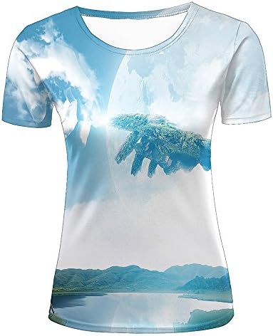 cao xiao ying Women's 3D Print Fantasy Wonderland Graphic Summer Casual Novelty T Shirts Short Sleeve Couple Tees XL