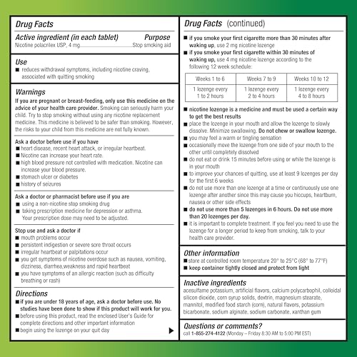 AMAZON BASIC CARE MINI NICOTINE POLACRILEX LOZENGE, 4 MG, MINT FLAVOR, STOP SMOKING AID, REDUCES WITHDRAWAL SYMPTOMS, SMOKING CESSATION, 135 COUNT