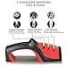 Knife Sharpener with Handler, FDA-Approved Anti-skidding 3-Stage Kitchen Knife Sharpener for Straight Tungsten/Diamond/Ceramic Knives, Extra Knife Sharpener Sticks for Serrated Knives Included