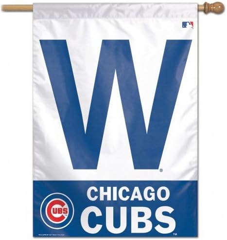 MLB Chicago Cubs Vertical Flag-W Logo (28 x 40 Cubs Flag)