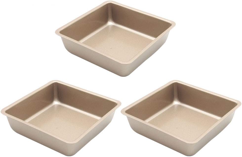 Premium Mini 4-Inch Non-Stick Square Baking Pan Square Toast Bread Tray Pie Bakeware Cake Baking Dishes Pans, Set of 3