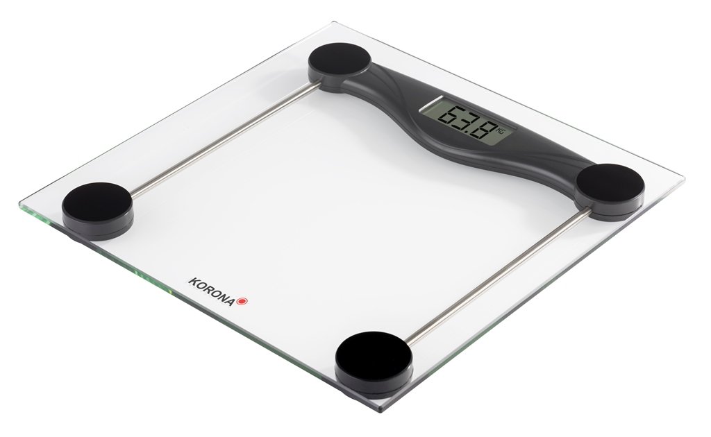 Korona Olivia 74540 Glass Scales | 180 kg Load Capacity | 100 g | Easy-to-Read LCD Display | Timeless Design | Overload Indicator | Batteries Included, Black, 74540 Olivia