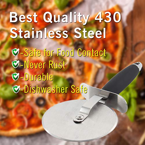 SOLEADER Large Pizza Cutter Wheel,4 Inch Blade,Food-grade Stainless Steel, Heavy Duty, Sharp, Non-slip Handle - Thumbnail 3