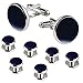 BodyJ4You Tuxedo Cufflinks Shirt Button Studs Mens Blue Set Formal Business Classic Wedding Jewelry