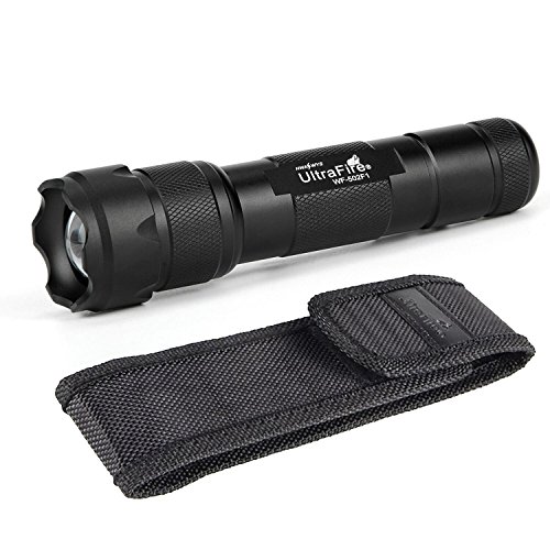 ULTRAFIRE Flashlight 600 lumens LED Tactical Flashlight Waterproof Zoomable Adjustable Focus with Single 5 Mode Tactical Torch,WF502F1 (Flashlight Only)
