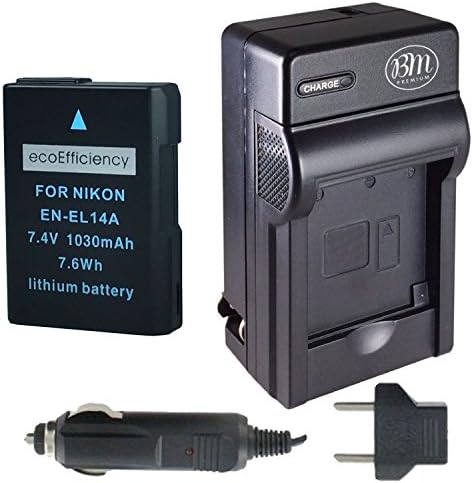 ecoEfficiency Fully Decoded EN-EL14, EN-EL14A Battery and Battery Charger for Nikon D5600 Digital SLR Camera