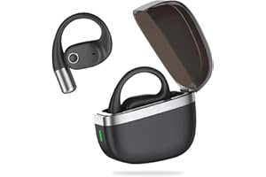 ZIHNIC True Wireless Open Ear Headphones with Mic,Bluetooth Earbuds with Earhooks,XP5 Sweatproof,Fast Charging,35Hrs Playtime,Compatible with Anyphone-Black