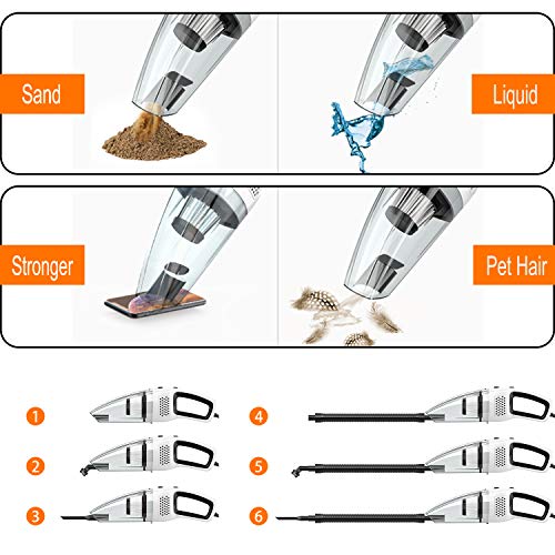 Car Vacuum Cleaner High Power Portable Handheld Vacuum for Car, DC 12-Volt 120W Wet/Dry Corded Auto Interior Mini Vacuum Cleaner for Car Use Only-4800 Pa Stronger Suction Power - Storage Bag-2019