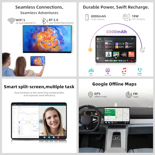 11 Inch Tablet Android 14 Tablets, 2024 New GMS Certified, Octa Core Tablet PC with Keyboard/Mouse/Case12GB RAM 128GB ROM 1TB Expand, 8000mAh, Fast Charging, 5GWiFi, BT5.0, FM, GPS (Black)