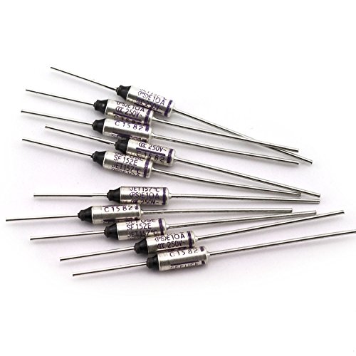 TOTOT 10pcs SF152E-157 Degree Metal Thermal Cutoffs Thermal Fuse 10A 250V for Motor Transformer Electric Industrial Home Appliance