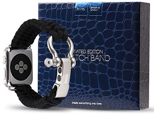 hoco. for Apple Watch Strap Band Adjustable Wrist Straps Replacement Watchband for iWatch Series 4/ Series 3/ Series 2/ Series 1 Bracelet Loop Outdoor Survival Wristband (42MM 44MM Classic Black)