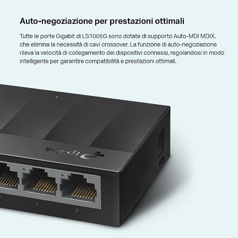 LS1005G Switch 5 Porte Gigabit, Funzionamento Silenzioso