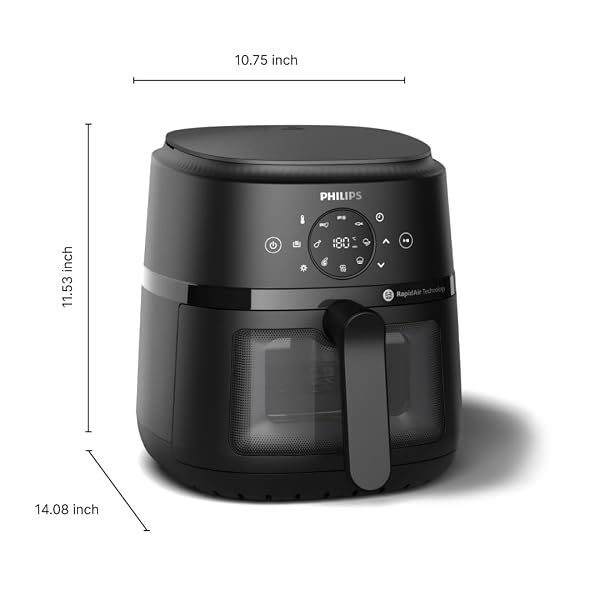 PHILIPS 2000 SERIES AIRFRYER – 4.4 QT (4.2L) PAN, 13 COOKING FUNCTIONS, RAPIDAIR TECHNOLOGY, HEALTHY COOKING WITH 90% LESS FAT, EFFICIENT & FAST (NA220/00)