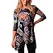 Destinas Women's Irregular Printed Paisley Handkerchief Hem Blouse Tunic Tops M Black