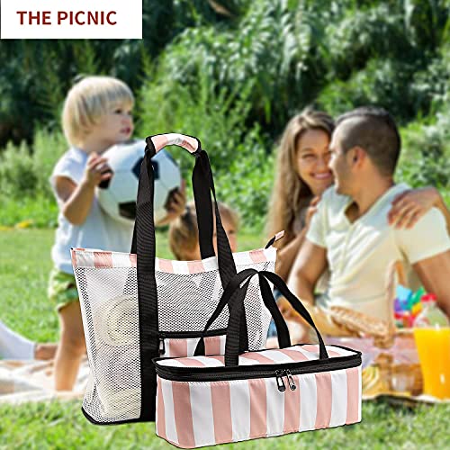 BTOOP Beach Tote Bag with Detachable Cooler Extra Large Mesh Beach Bag