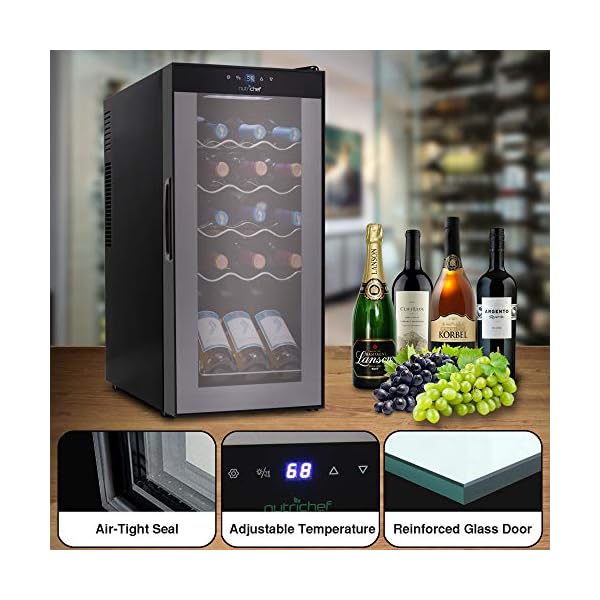 15-Bottle-Wine-Cooler-Refrigerator-White-Red-Wine-Fridge-Chiller-Countertop-Wine-Cooler-Freestanding-Compact-Mini-Wine-Fridge-15-Bottle-Capacity-Digital-Control-Glass-Door-NutriChef-PKCWC150