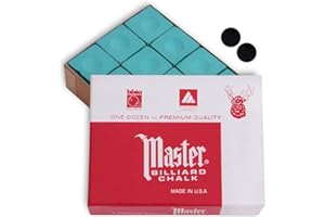 MASTER CHALK Master Billiard Pool Cue Chalk Premium Quality - 1 Dozen - Made in The USA + 2 pcs of Quality Billiard Pool Table Spots by Tweeten Fibre Co.