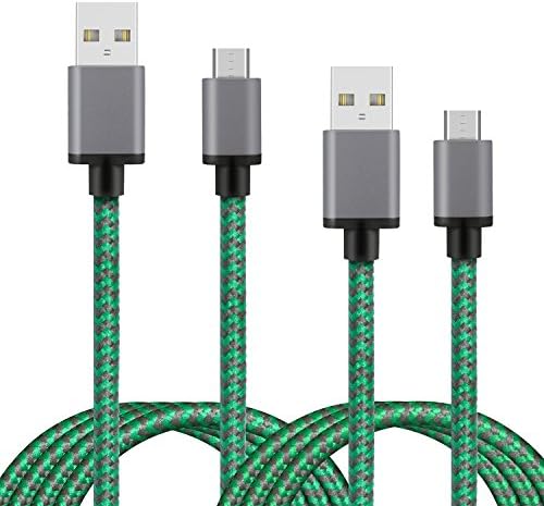 Micro USB Cable, iForever 2-Pack (6ft, 10ft) Durable USB 2.0 A Male to Micro B Charging Cable Charge Cord Charger with Nylon braided for Samsung, Nexus, LG, HTC, Android, Motorola, Nokia, Sony (Green)