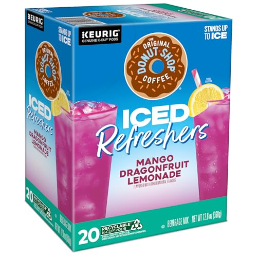 THE ORIGINAL DONUT SHOP ICED REFRESHERS, MANGO DRAGONFRUIT LEMONADE FLAVOR, KEURIG SINGLE SERVE K-CUP PODS, 20 COUNT