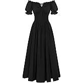 Scarlet Darkness Corset Dress for Women Off Shoulder Renaissance Costume Short Sleeve Milkmaid Dresses with Pockets