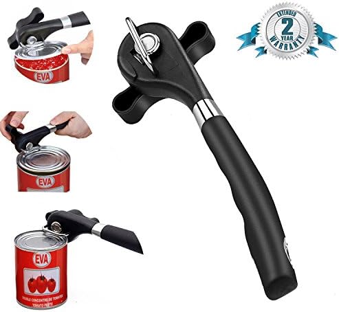 Can Opener Manual Black with Opening Safety Design