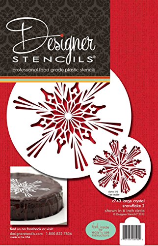 Designer Stencils C743 Large Crystal Snowflakes 2 Cake Stencils, Beige/semi-transparent
