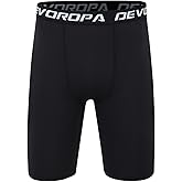 DEVOROPA Youth Boys Compression Shorts Performance Athletic Base Layers Workout Training Underwear Side Pocket