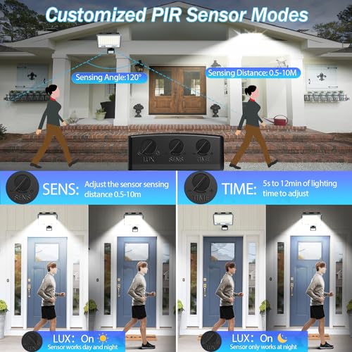 YIQIBRO Outdoor LED Motion Detector Floodlight, 50 W, 5000 LM 7000 K Outdoor LED Spotlight Motion Detector, IP67 Waterproof Outdoor Lighting for Garden, Patio, Garage