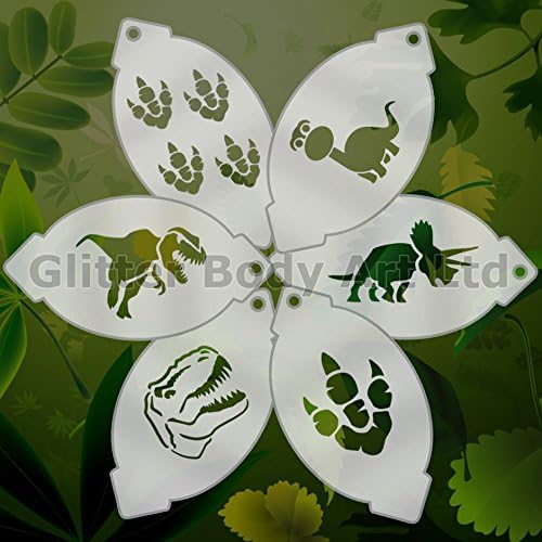 Glitter Body Art Ltd Face Paint Stencils - Dinosaur Multipack of 6